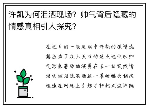 许凯为何泪洒现场？帅气背后隐藏的情感真相引人探究？