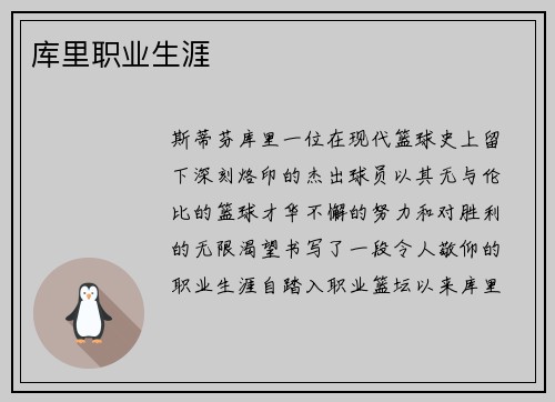 库里职业生涯