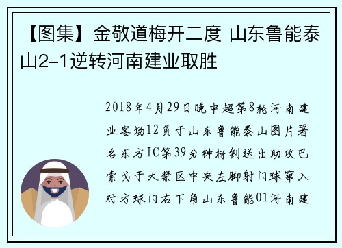 【图集】金敬道梅开二度 山东鲁能泰山2-1逆转河南建业取胜